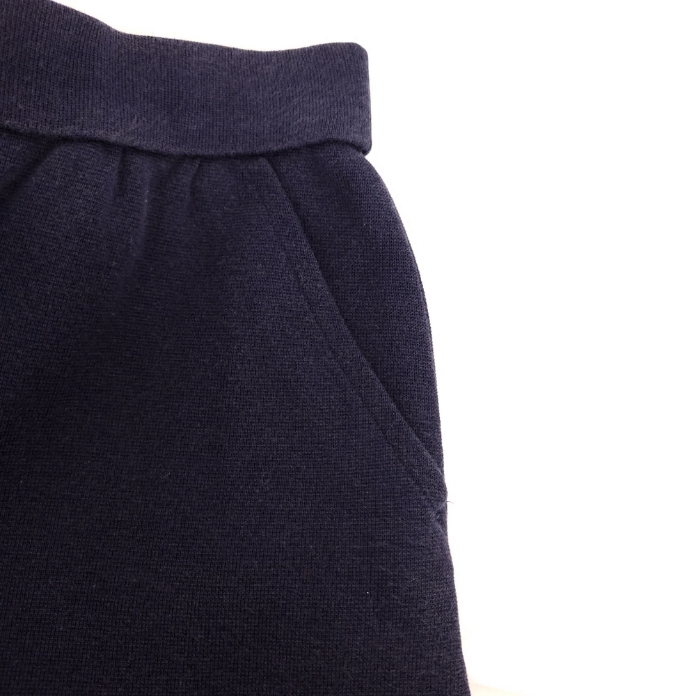 Yves Saint Laurent High Waisted Flared Leg Cotton Knit Shorts In Navy Blue Sz 4 - Picture 8 of 13